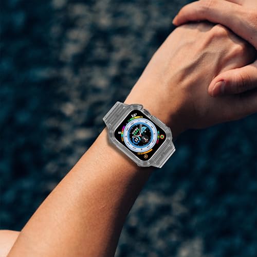 CRIS-BAND Bumper Bands Compatible with Apple Watch Band 45mm 44mm 42mm 41mm 40mm 38mm for Women Men, Water Shock-Proof Strap for iWatch Apple Watch Band with Case for Series 9 8 7 6 SE 5 4 3 2 1