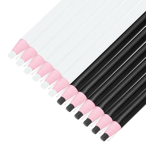 QUARKZMAN 12 Stück Abziehbare Fettstifte Farbige China Marker Für Glas Metall Kunststoff Papier Nicht Anspitzbare Wachsstifte Zum Ausmalen Zeichnen Markieren Weiß Und Schwarz