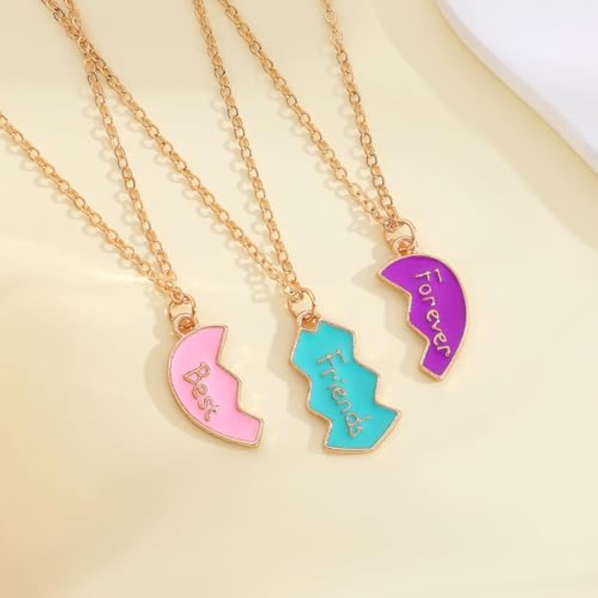 3 Piece Best Friend Necklace Set for Girls