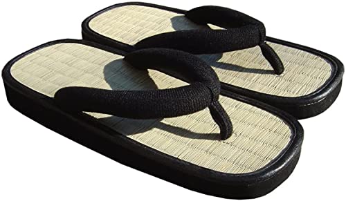 Black Sugar Tongs Résistant Homme Paille Naturelle Sandales Chaussures Maison Déguisement Asie Semelle Antidérapant (S)