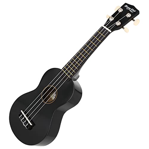 Image of Strong Wind Soprano Ukulele 21 Inch Basswood Ukeleles for Beginners Four Strings Hawaiian Guitar Christmas Ukulele for Adults Teenagers, Black
