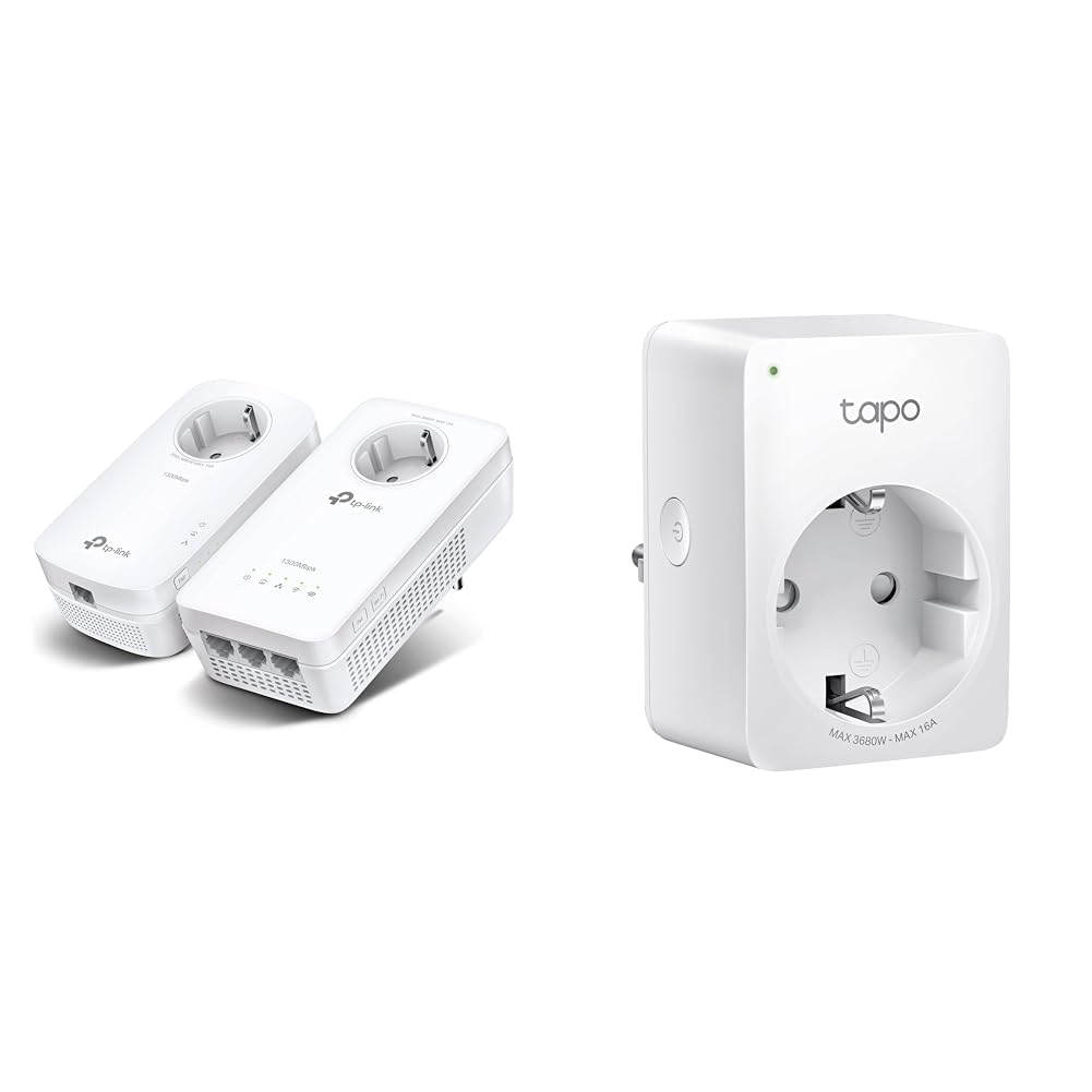 TP-Link WLAN Powerline Adapter Set TL-WPA8631P KIT(Dualband 1200Mbit/s & TP-Link Tapo Smart WLAN Steckdose Tapo P110 mit Energieverbrauchskontrolle