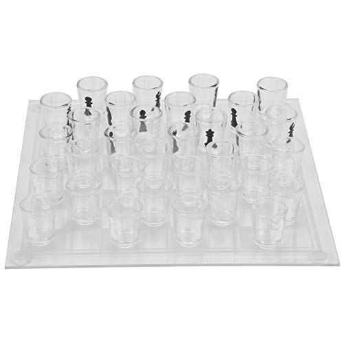 Vbest life Juego de ajedrez de Vidrio de 35x35 cm, Tablero de ajedrez Internacional de Cristal Copa de Vino Juego de ajedrez de ajedrez para Fiestas Actividades Familiares Decoración del hogar