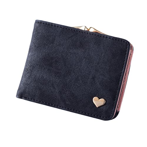 BESPORTBLE Fashionable Imitation Denim Wallet for Women Short Purse Organized Credit Holder Chic Black Design for Travel and Everyday Use