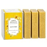 CABRERIZO SOAP JABON DE AZUFRE NATURAL con aceite de oliva - 3 ud. de jabón antibacterial Pack 3 x 75 g. Limpiador facial y corporal piel grasa, Jabones artesanales para acne espalda y puntos negros