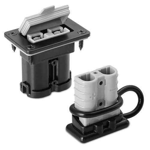 micrl Waterproof 50 Amp Battery Quick Connect Disconnect Kit, 6-8 Gauge Wire Panel Mount Plug for Boat, Marine, Winch & RV Power Systems（Grey）