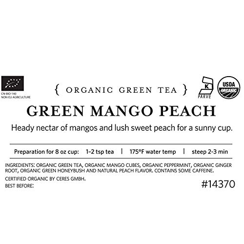 Tea Forte Premium Loose Leaf Tea Blend, Resealable 1 Pound Bag, Makes 160-175 Cups, Green Mango Peach Tea