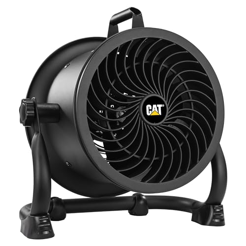 CATERPILLAR 9 Inch 940CFM 4-Speed High-velocity Industrial Drum Air Circulator Fan with 360-degree Pivoting Head and Dual Ball Bearing Motor, Black