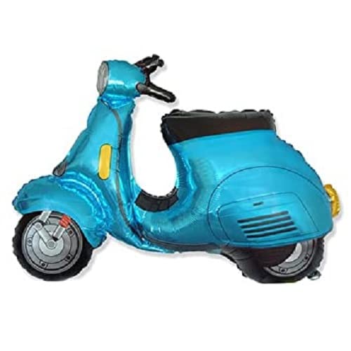 Flexmetal XL Scooter Vespa Bike Supershape Foil Balloon 38" x 29" Suitable for Air or Helium Perfect Birthday Party Decoration (Blue Vespa)
