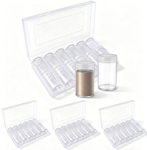 Tubos para monedas con tapa roscada, set de 48 piezas miniatura 1