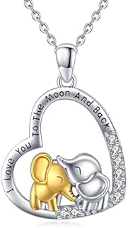 CHENGHONG Elephant Necklace for Women Men 925 Sterling Silver Lucky Elephant Pendant Mother and Daughter Family Design Jewellery Gifts for Mum Girls Teens