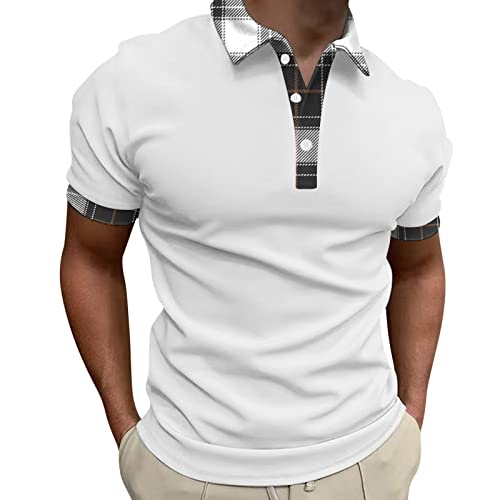 Polo de manga corta para hombre, transpirable, de secado rápido, para tiempo libre, deporte, verano, con botones, polo, camiseta de bomberos, camiseta de rayas, Blanco n.º 5., M