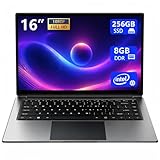 Laptop 16-inch , 8GB DDR 256GB SSD portable laptop computer, expandable to 1TB, Pentium quad-core CPU up to 2.64 GHz, 9000mAh battery, interface, USB3.0 interface, dual-band WiFi, webcam, slim laptops