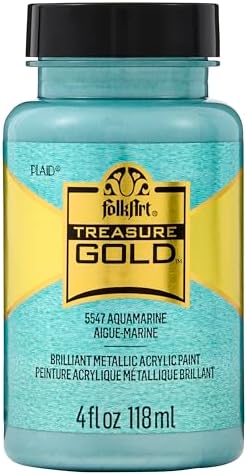 Plaid PE5547 Folk Art Treasure Gold Acrylic Craft Paint, Aquamarine, 5547