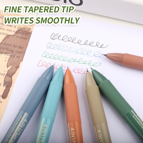 Bolígrafo de Tinta Gel Multicolor 4 en 1, Punta Fina 0.5mm, Pack 6 miniatura 4