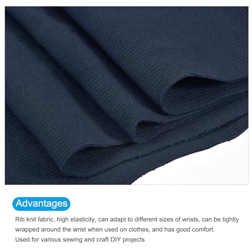 Image of MECCANIXITY 39 inch Elastic Cuffs Ribbed Trims Cotton Fabric Knit Rib Stretch Tape Cuff Sleeve Waistband for Sewing, 8 inch Wide Dark Blue