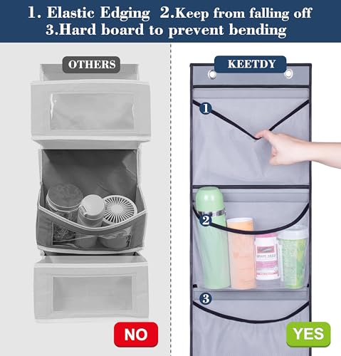 KEETDY Hanging Shelves Over the Door Organizer Storage for Closet with 5 Pockets Organizer for Bedroom Bathroom, 2 Pack（Grey） by KEETDY - Used condition - Image 5