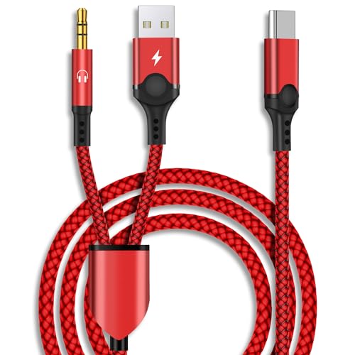 Azddur USB C to 3.5mm Aux Cable, 2 in 1 USB C to 3.5mm Headphone Jack Car Stereo Cable with Charging Compatible with iPhone 15/15Pro/15+, Galaxy S23 Ultra/S22 Ultra/S22/S21FE/Z Fold 4, Pixel 7/7Pro