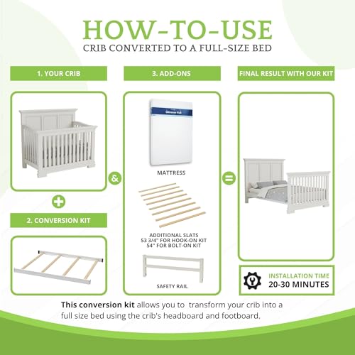 Image of Full Size Conversion Kit Bed Rails for Oxford Baby, Soho & Ozlo Cribs | Transition Your Convertible Crib to a Full Size Bed; Solid Wood Conversion Kit Rails Built for Durability & Easy Installation