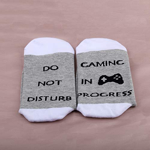 LEVLO Funny Gamer Gift Do Not Disturb Gaming In Progress Socks Video Game Lover Gift Remote Gamer Mens Socks (2 Pairs/Set)
