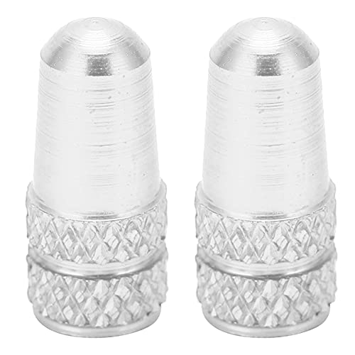 2 piezas tapas de válvula Presta tapas de polvo de válvula Presta cubiertas de válvula Presta de aluminio para neumáticos de bicicleta (Plateado) miniatura 1