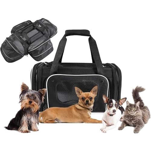 Smiling Paws Pets – Airline Approved Pet Carrier – for Small Pets – TSA Approved – Only 9 Inches Tall (17″x11″x9″)