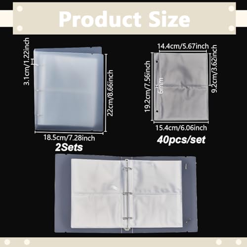AHANDMAKER 2 Stück Kleine Indexkarten Ordner mit Klarer Plastiktasche 22x18.5cm Hüllen Organizer für Küche Büro Schule Gebrauch Rezepte Lernkarten Notizkarten Aufbewahrung