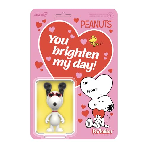 Super7 Reaction Figure Peanuts Snoopy (Heart Eyes) - 3.75' Peanuts Action Figure - Classic Cartoon Collectibles and Retro Toys