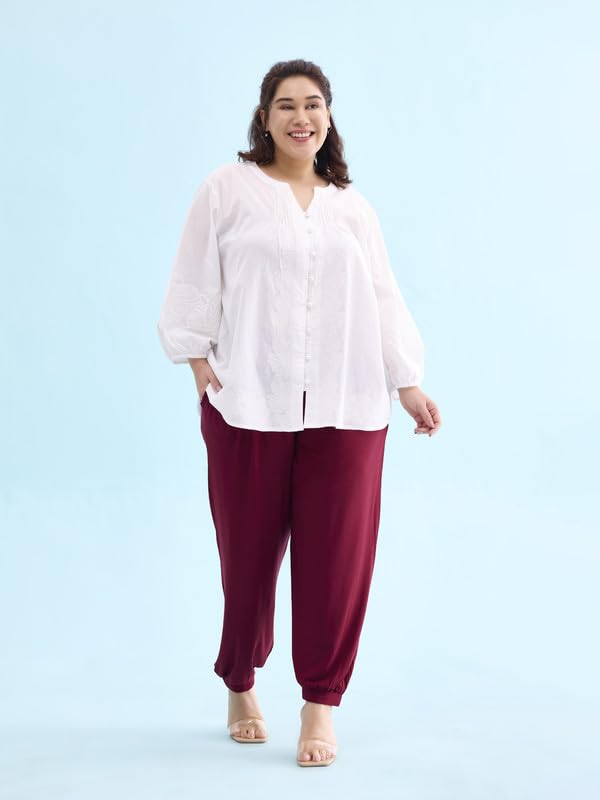 Image of GO COLORS Women Mid Rise Viscose Harem Pants | Wrinkle Free, Relaxed Fit, Free Size