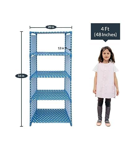 Image of Sterling Bookshelf| Storage Shelve for Books Storage Organizer|Children Book Rack| Bookcase for Home Furniture | Cabinet Shelves for Bedroom Office Living Room (4 Layer Blue)