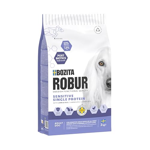 Bozita ROBUR Adult Sensitive Single Protein Lamm 3kg Hundefutter Trockenfutter mit hoher Akzeptanz, Postbiotika und nur Lamm als tierische Proteinquelle