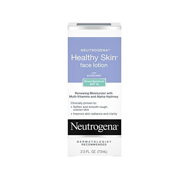 Neutrogena Healthy Skin Face Moisturizer Lotion with SPF 15 Sunscreen & Alpha-Hydroxy Acid, Anti-Wrinkle Treatment with Vitamins C, E & B5, Oil-Free & Alcohol-Free, 2.5 fl. oz