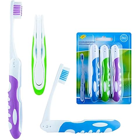 Lingito Travel Toothbrush, On The Go Folding Feature, Medium Bristle Brushes (3 Pack Medium-Multicolor) Cover