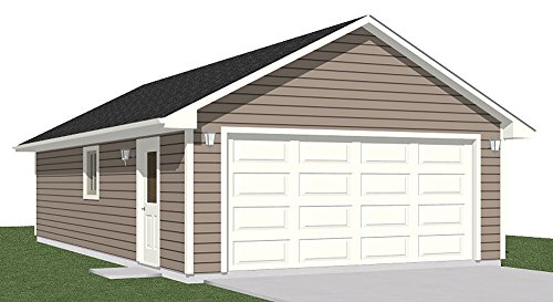 Garage Plans: 2 Car, Extended Depth Garage Plan 680-1 - 20' x 34' - Two car