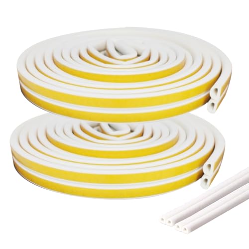 Türdichtung Selbstklebend,Mengger 20M Fensterdichtung Selbstklebend 9mm(B) x 6mm(D),D Profil Gummidichtung,Selbstklebendes Schaumstoffband,Fensterdichtung Anti Kollision Staub und Schalldämmung(Weiße)