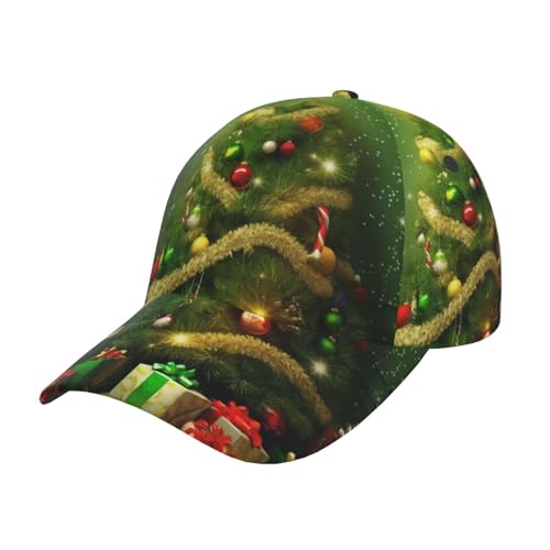 FWJZDSP Gorra de béisbol con Visera Ajustable y Estampado de árboles de Navidad