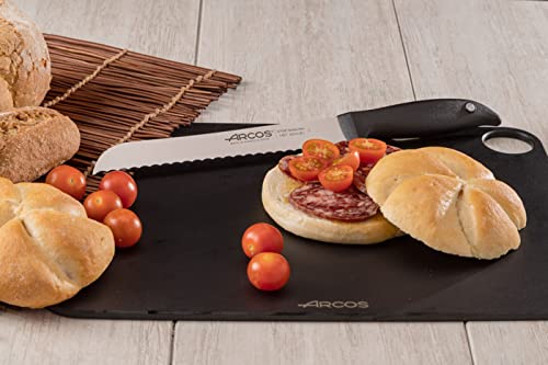 Miniatura 6 de Arcos Cuchillo Para Pan Con Hoja Acero Inoxidable Nitrum 200 Mm. Obtenga Una Gran Variedad Cortes Parau Comida. Cuchillo Ideal Para Uso Doméstico Diario. Serie Menorca. Color Negro.