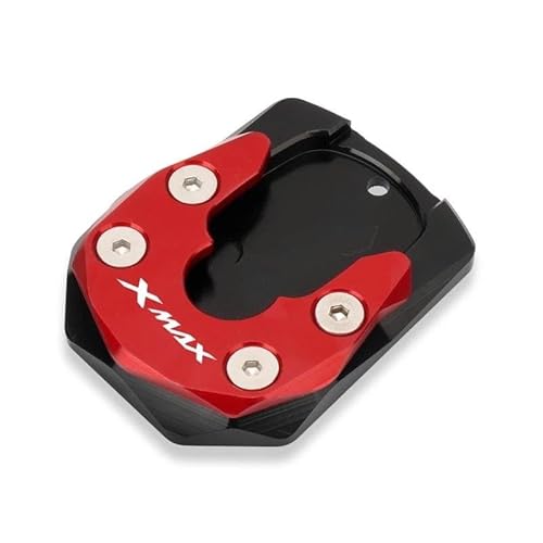 足サポートブラケット に適合するヤマハ XMAX300 X-MAX300 2023 2024 CNCアルミ製キックスタンド フットサイドスタンド 拡張パッドプレート付き(赤1)