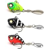Stonefish 3pcs Ice Fishing Lures, Spinner Baits, Fishing Lures for Bass Walleye Pike, Vibrating Swimming with Trebles Hooks, Fishing Lure Kit