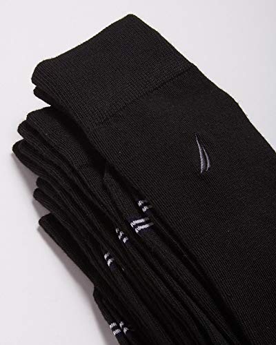 Nautica Mens 10 Pack Moisture Control Solid Dress Socks, Black Marled, Size Shoe Size: 6-12.5