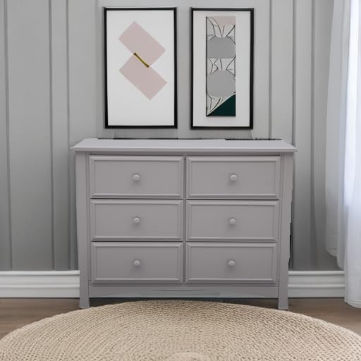 Miniatura 6 de Delta Children Cómoda doble unisex de 6 cajones con cajones entrelazados, certificado Greenguard Gold, gris