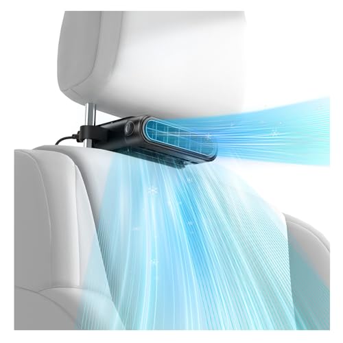 Bicboz Car Seat Fan with Seatback Cooling Airflow for Driver & Back Seat Passengers, 3-speed Quiet USB Backseat Fan for Baby Rear Facing, Headrest Carseat Fan for Infant, Kids & Dogs