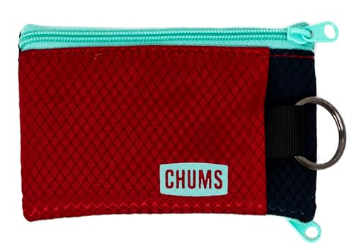 Image of Chums Surfshorts Wallet - Solid Colors Collection, Lightweight Slim Wallet with RFID Blocking Card & Clear ID Window - Zippered Minimalist Wallet w /Key Ring