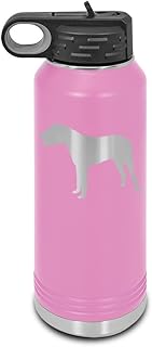 Japanese Mastiff Laser Engraved Water Bottle Customizable Polar Camel Stainless Steel with Straw - Dog Canine pet Light Purple 32 oz