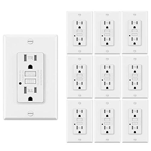 15A GFCI Outlet Tamper Resistant Receptacle with LED Indicator, 15 Amp 125 Volt Wallplate and Screws Included ETL listed MICMI (15A GFCI 10pack)