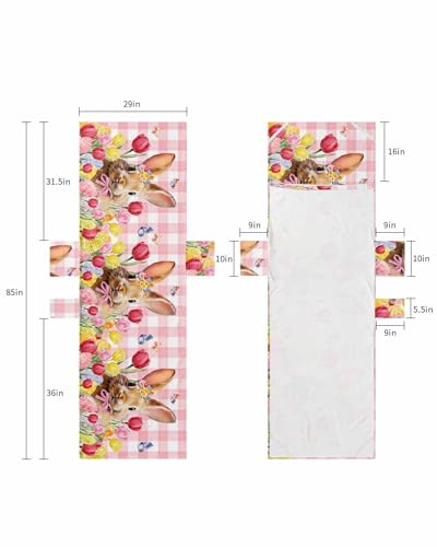 Pink Bunny Easter Beach Lounge Chair Towel Cover, Soft Chaise Lounge Towel with Side Pockets Patio Pool Chairs Cover for Beach/Pool Sunbathing 29x85 Spring Floral Tulip Eggs Butterfly Plaid