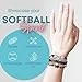 Softball Charm Bracelet (Red/White/Black) Bracelets for teen Girls, Adjustable Bracelet with Charm. Braided Bracelets for Softball Players, Softball Team and Coaches - by SPORTYBELLA