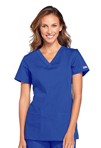 Cherokee Women's V-Neck Top, Royal, Medium