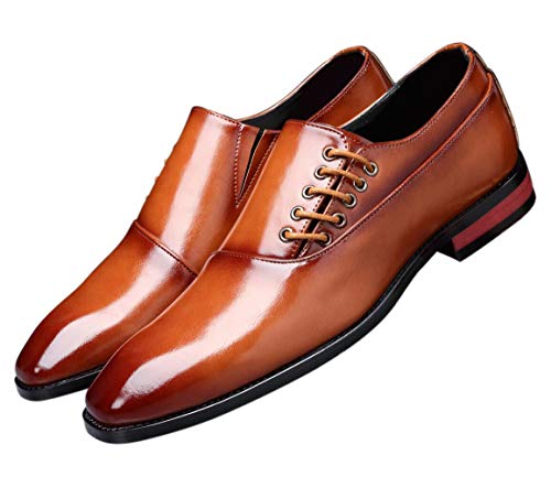 Mens Dress Shoes Slip On Loafers Moccasins for Men Leather Lace up Smoking Slipper Vintage Prom Wedding Shoes