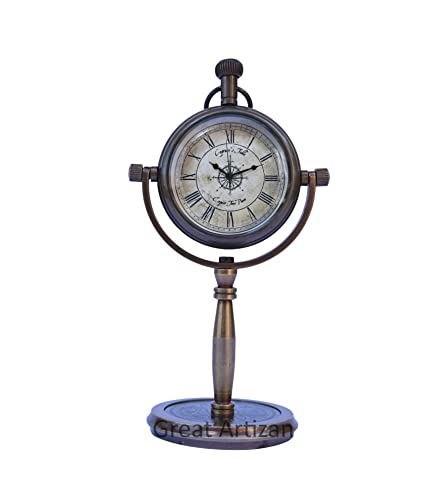 Antique Brown Nautical Small Desk Clock for Decoration, Office and Living Room, Vintage Look Victorian Table Clock.